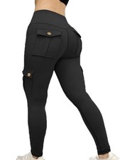 Pockets Gym Leggings Women High Waist Fashion Fitness Pants Skinny Stretch