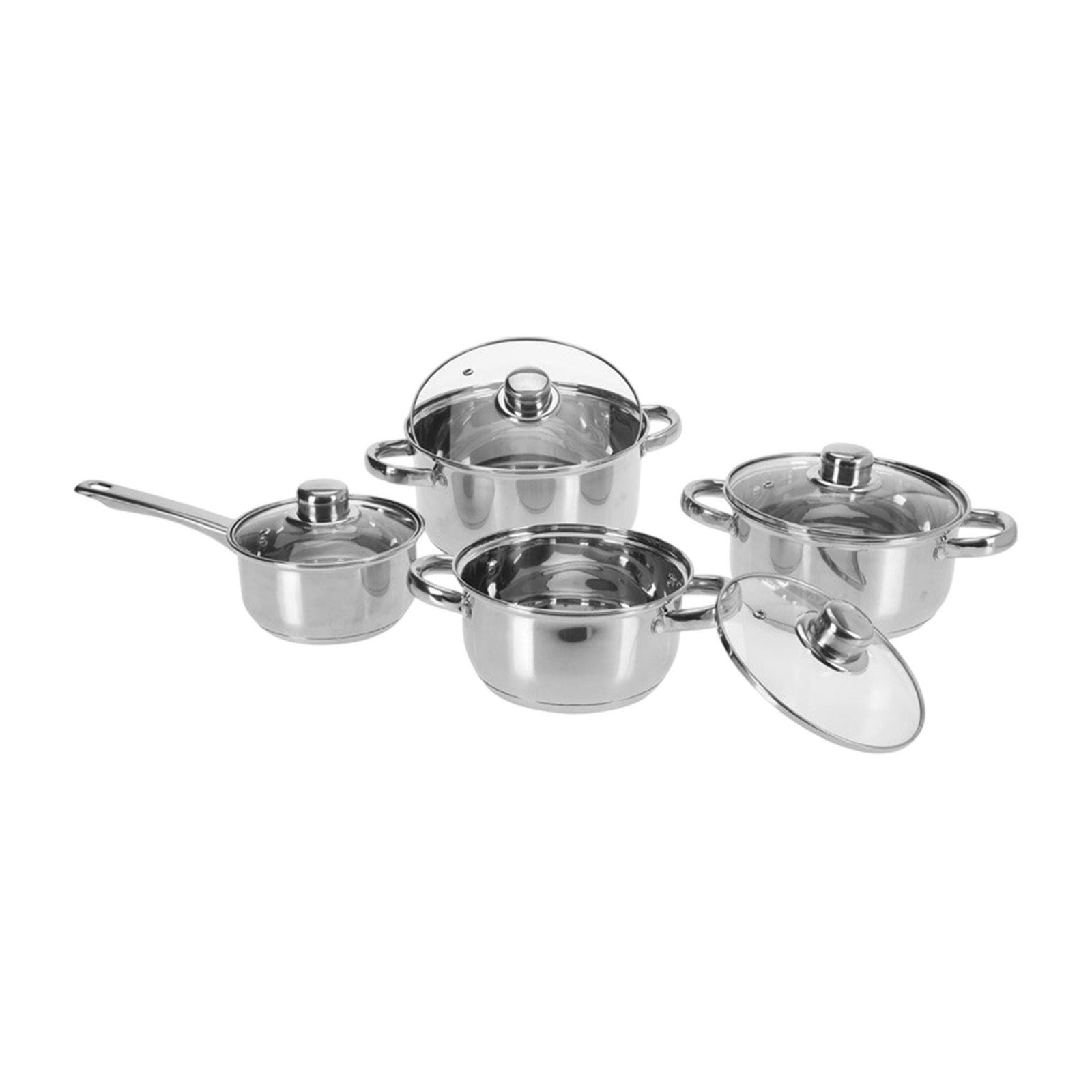 Well Home Batteria da cucina 8 pezzi in acciaio inox con fondo (f0p)