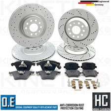 FOR VW PASSAT R36 3.6 V6 CROSS DRILLED FRONT REAR BRAKE DISCS PADS 345mm 310mm