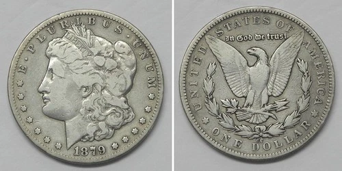 X7327  1879-CC Morgan Dollar, Fine details, cleaned, CAPPED DIE