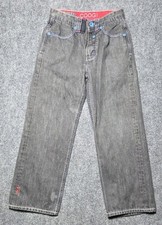 Vintage COOGI Kids Boys Size 12 Black Denim Jeans Embroidered Flag Pocket Y2K