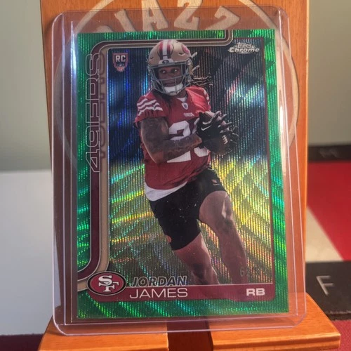 2025 Topps Chrome - Rookies Jordan James #329 Green Wave Refractor /99 (RC)