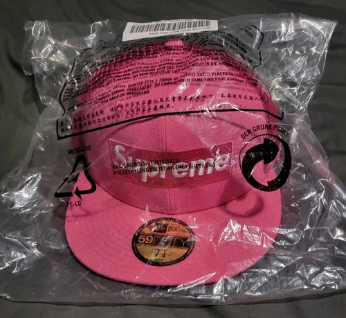 Supreme Mesh Trucker Box Logo SS22 New Era chapeau ajusté 7 1/4 rose vif neuf