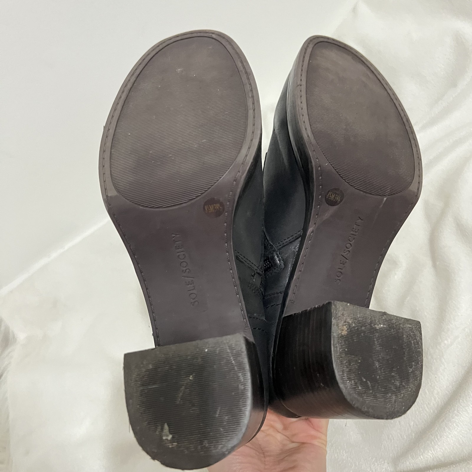 Sole Society Boots Womens Size 8.5 Leather Lace Up Block Heel Ankle Booties