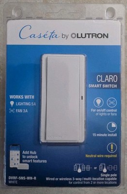 Lutron Caseta Claro Smart Switch - White (DVRF-5NS-WH-R)