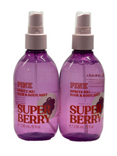 2 VICTORIA'S SECRET PINK SUPER BERRY WOMEN BODY SPRAY FRAGRANCE MIST 8.4 OZ NEW