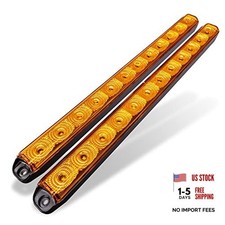 TRUE MODS 16" 12 Amber LED Light Bar Hazard  Sequential Turn 2pc Amber