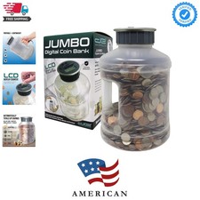 Jumbo Digital Coin Counter Bank - Extra Large Savings Jar for Pennies Nickles...