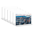 Acrylic Sign Holder 5x7 Inches, 6 Pack, Clear Table Display Sign Stand,