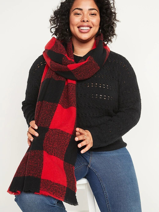 NWT Old Navy Flannel Blanket Scarf Wrap Shawl Tartan Pashmina Red