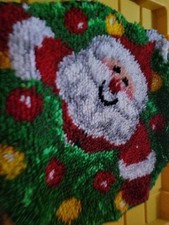 Vintage Santa Claus Latchhook Christmas Wall Decor Handmade Art 18 Inchs A66