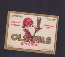 Old Alcohol Label BN181203 Dwarf Beer Als Pils Olsene