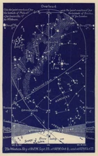 Western night sky star chart October. Libra. Sep 23-Oct 23. PROCTOR 1882 print
