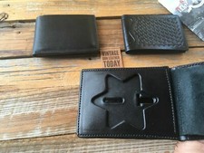 Tex Shoemaker Plain Black Leather 6 Point Star Police Badge ID Wallet Sheriff