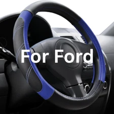 Premium Leather Car Steering Wheel Cover Fit for Ford F-150 250 350 15.5-16 inch