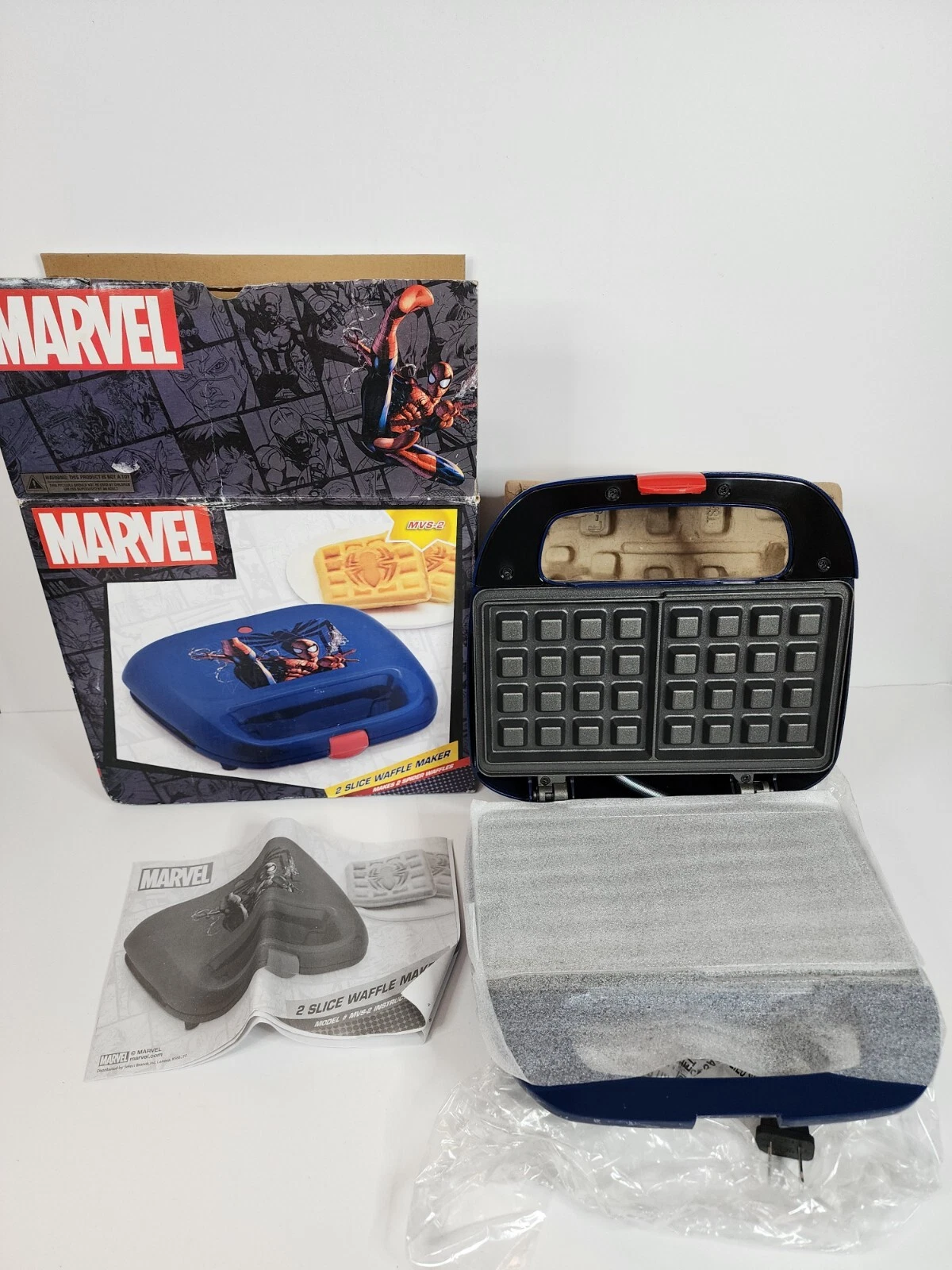Marvel Spiderman Electric Waffle Maker New In Box Makes 2 Spider Waffles