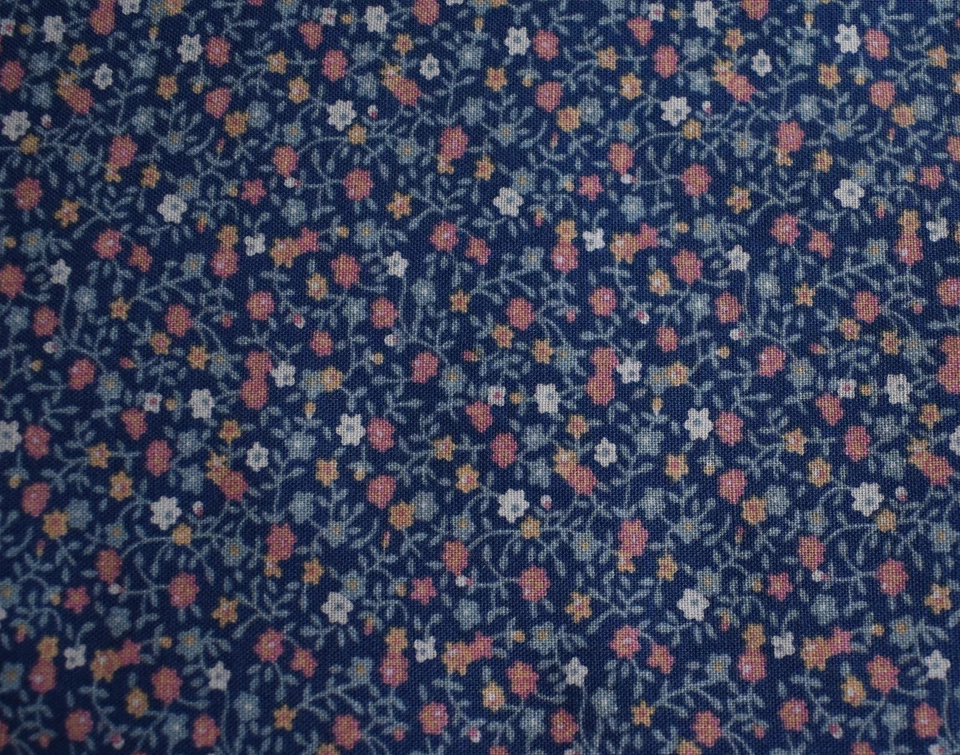 22 medium blue floral peach white 6.5" squares vintage fabric - Image 2 of 2