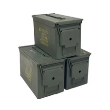 3-PACK! THREE 50 CAL GRADE 1 AMMO CANS M2A1 5.56 EMPTY AMMUNITION CANS