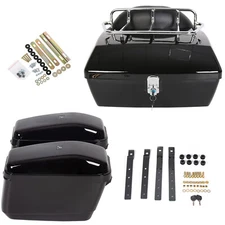 Motorcycle Hard Saddlebags Saddle Bags + Luggage Trunk Backrest Luggage Rack