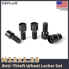 4PC M12x1.25 Black Wheel Lock 28mm Shank Fit Alfa Romeo Chrysler Jeep Dodge Fiat