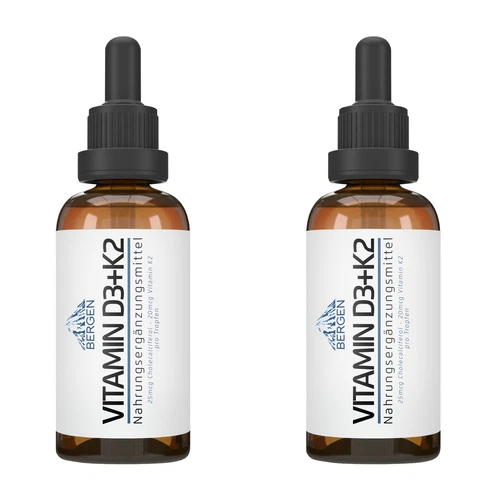 Offer 2 Bottles VITAMIN D3 + K2 Drops Liquid 100ml 3400 Drops