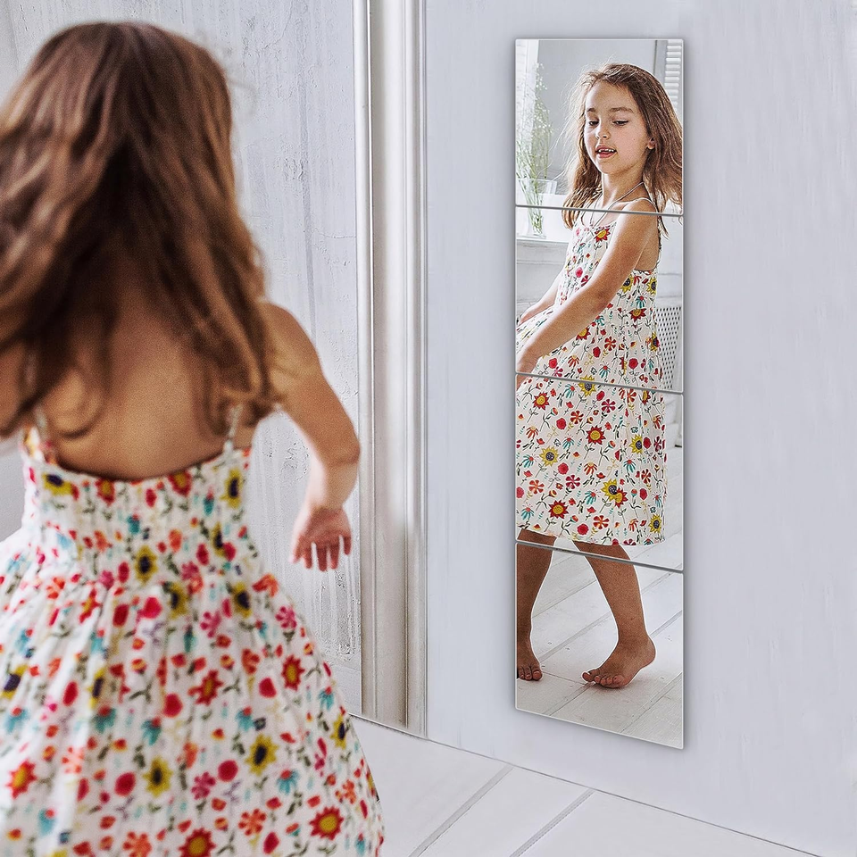 Unbreakable Wall Mirror Full Length Mirror Tiles,Long Mirrors for Wall