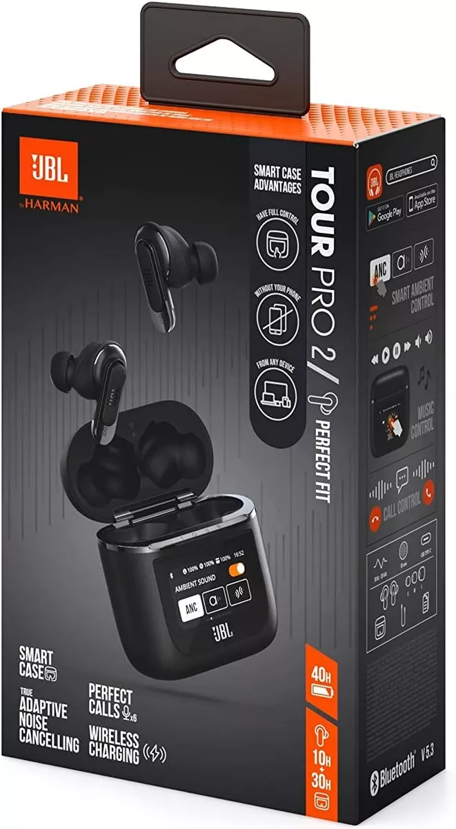 JBL TOUR PRO 2 Wireless Earphones Noise Canceling Smart Touch Display Black