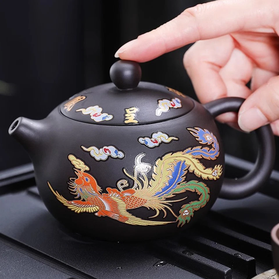 Color Changing Teapot Zisha Chinese Dragon Phoenix Teapot Purple Sands Teapot - Image 2 of 4