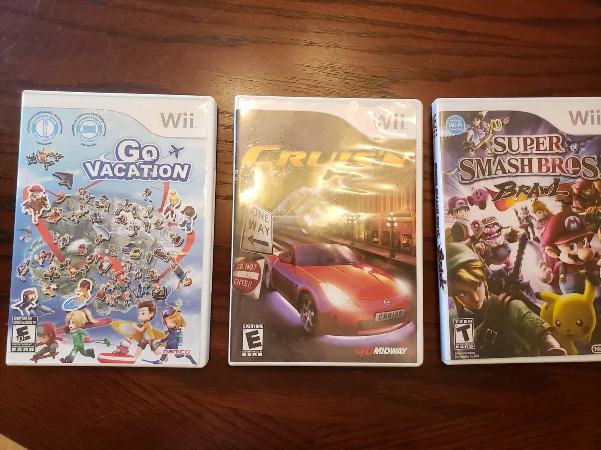 Wii Game lot: Super Smash Bros. Brawl, Go Vacation, and CRUIS'N. VG+