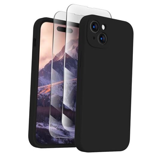 Designed for iPhone 15 Case, Silicone Upgraded [Camera Protection] Phone Black-image