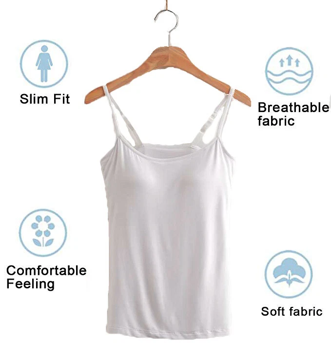 Mujeres Camisola Cami Con Sujetador Push Up Acolchado Incorporado Chaleco Compresión Camisetas sin Mangas Foto 3 de 4