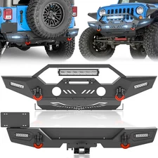 Front /Rear Bumper For 07-2017 2018 Jeep Wrangler JK JKU W/ License Plate Frame 