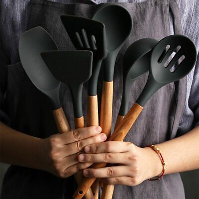 Non-Stick Spatula Wooden Spoon Kitchen Utensils Tools Set Heat-resistant 