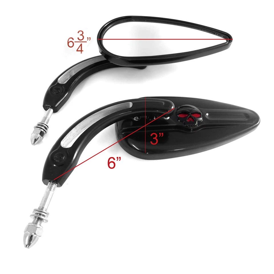 Espejos retrovisores laterales calavera carreras negros para Harley FXR Super Glide Low glide FXRC Foto 2 de 4
