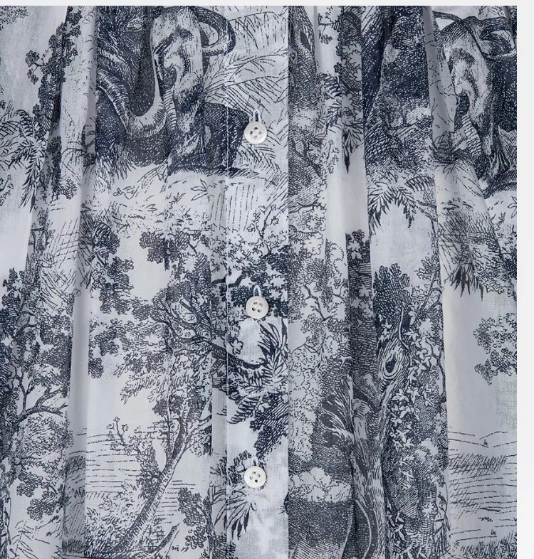 Vestido G1N sin etiquetas Orig4600 Dior Blanco y Azul Marino Toile de Jouy Muselina Talla Foto 3 de 4