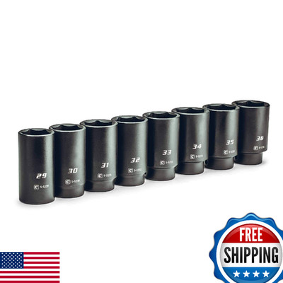 Capri Tools 1/2'' Drive Jumbo Deep Impact Socket Set, 29-36mm, Metric, 8-Pc