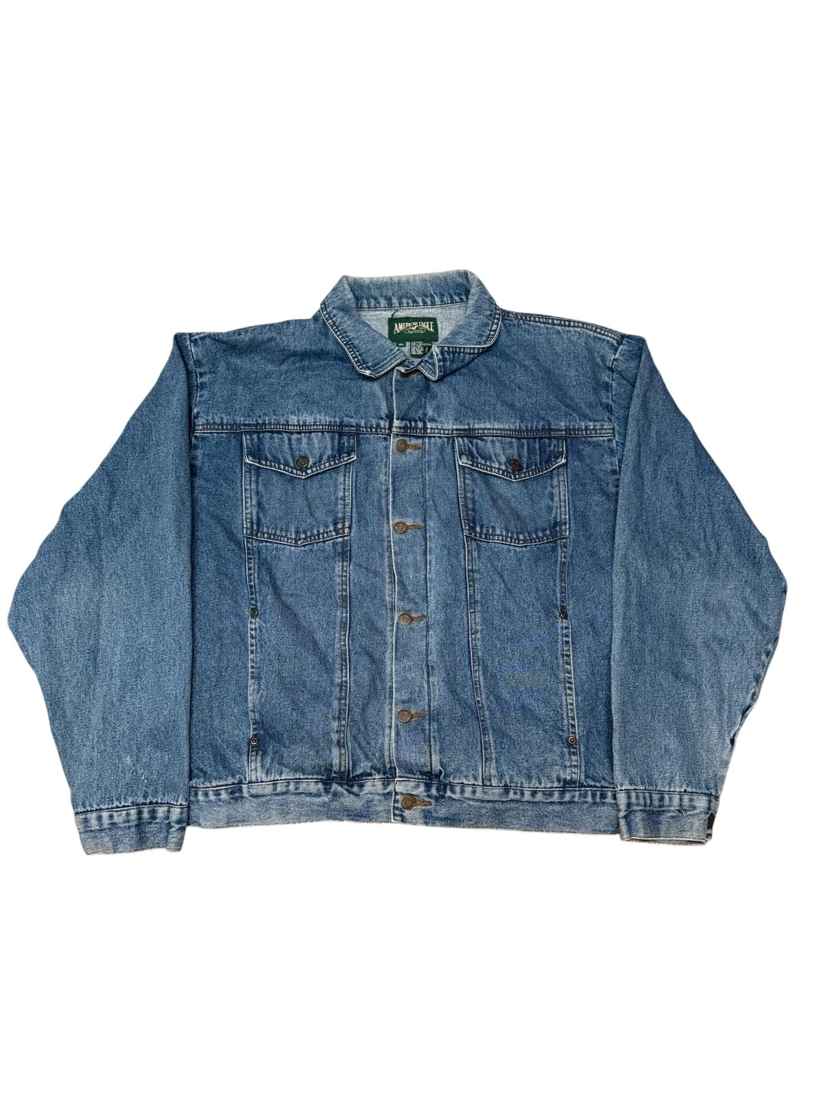American Eagle Outfitters Denim Jacket Mens XL Blue Classic Trucker Button Front