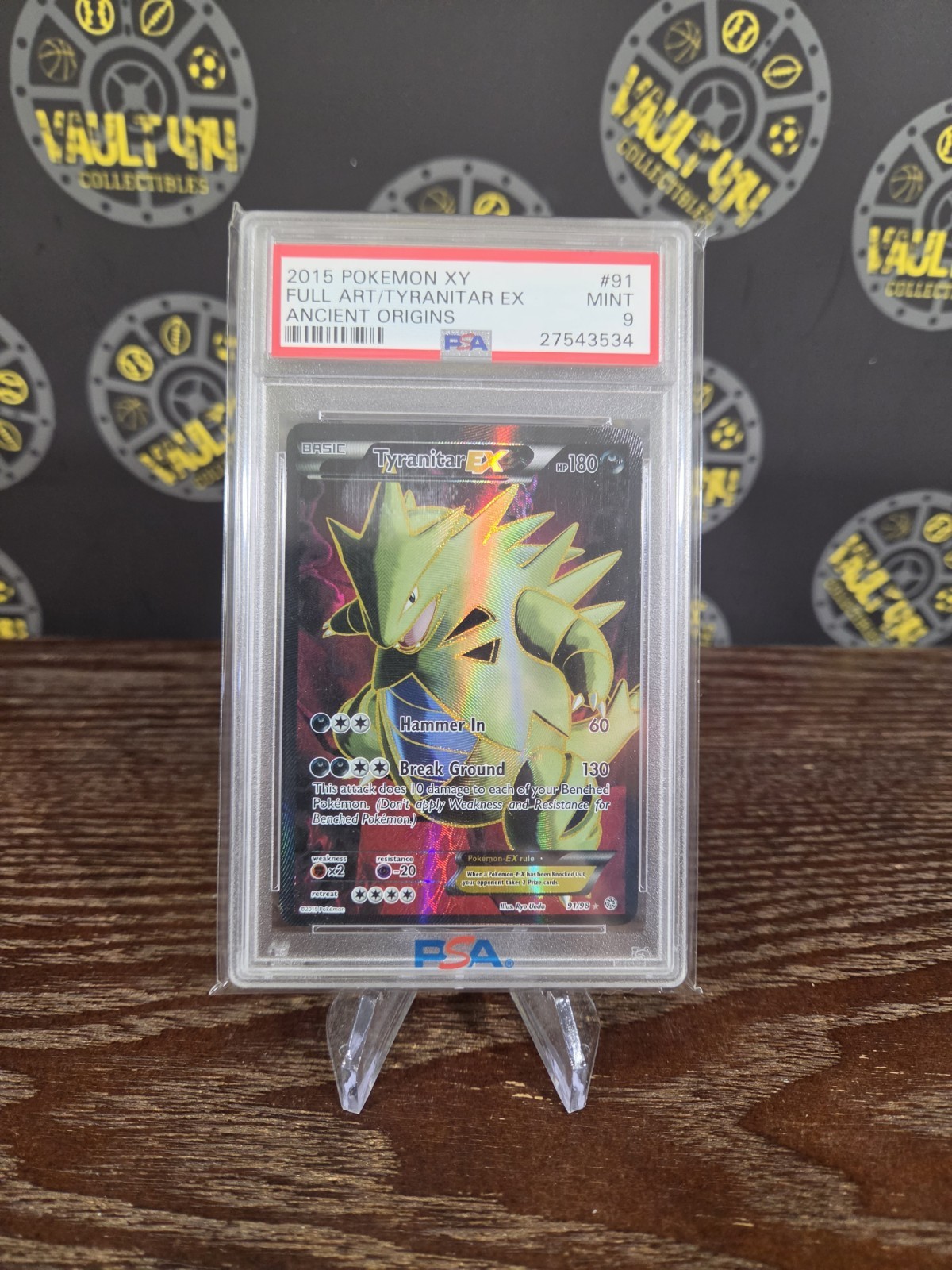 Pokemon TCG XY Ancient Origins Tyranitar EX 91/98 Full Art Holo PSA 9 MINT