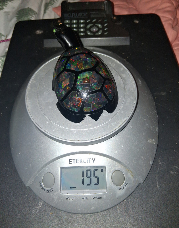 Turtle Figurine mexican opal black onyx 