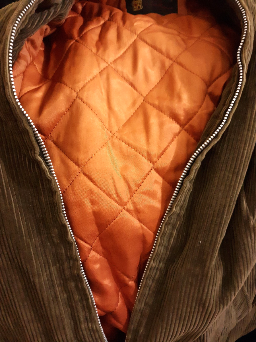 Vintage Sir Jac Mens Olive Green Coat Zip Up Corduroy Sz 44 Bomber