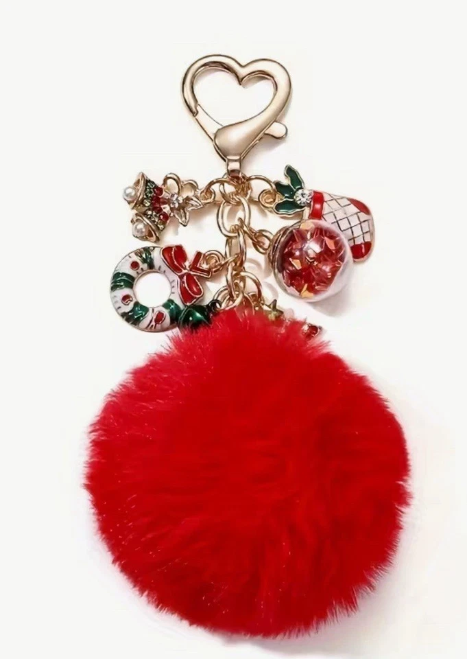 Berloque/chaveiro de bolsa de Natal Pom Pom - Vermelho - Meias de grinalda - Imagem 4 de 4