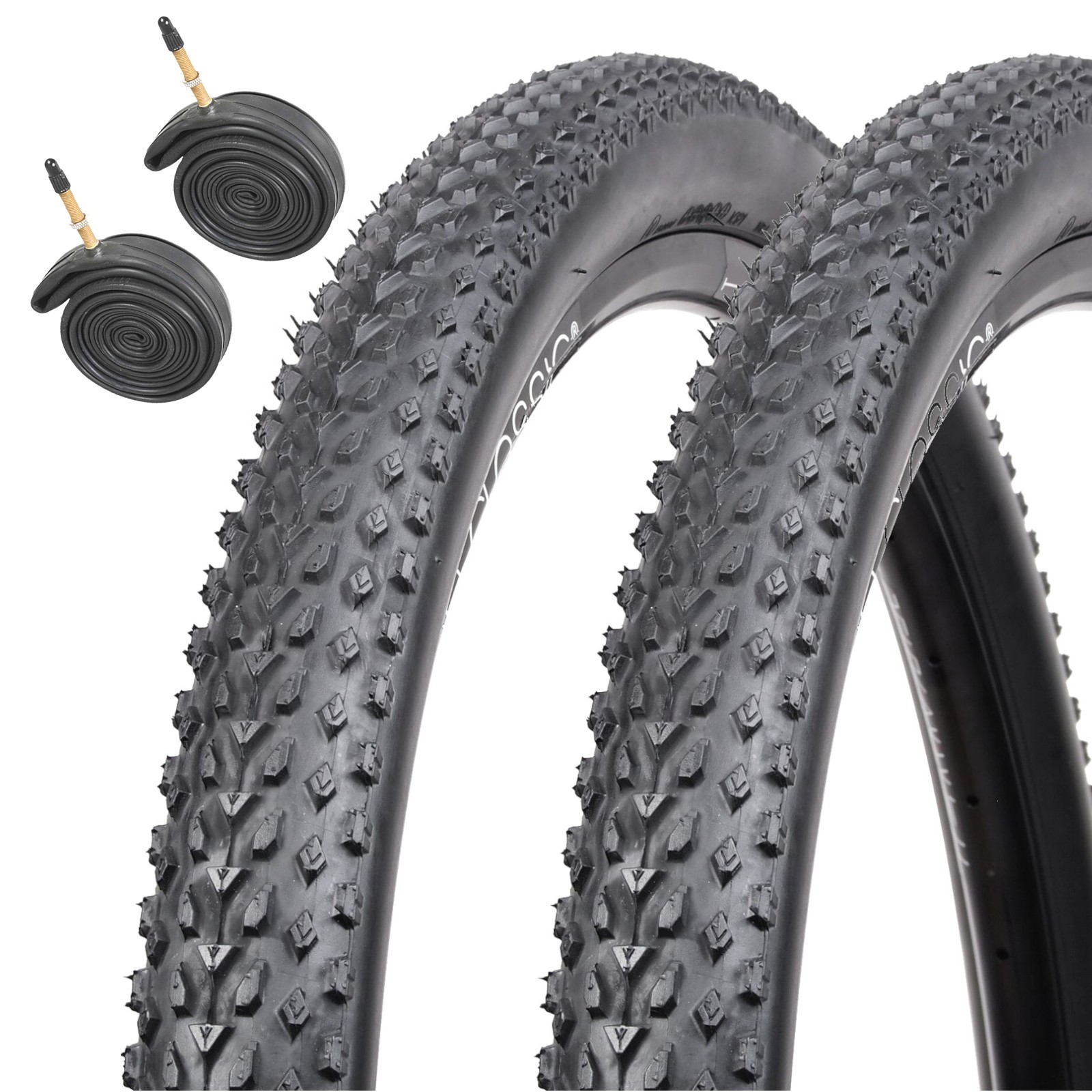 Nutrak Havoc Knobbly Mountain Bike Tyres 27.5 x 2.10"" Pair with Presta Tubes