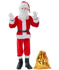 BERVYOSW Boys Santa Costume Kids Santa Suit 9 PCS Youth Santa Costume for Hal...