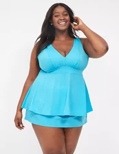 Lane Bryant Cacique Women`s No-Wire Swing Tankini Top in Scuba Blue size 24