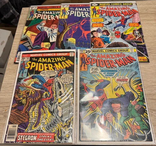 Lot of 5 Amazing Spider-Man Comics – FN/VF 159, 165, 195-197