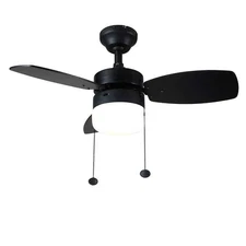 Hampton Bay Triplicity 30 in. Indoor LED Matte Black Ceiling Fan with Light