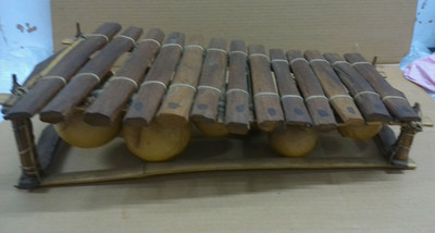 Vintage West African Balafon 12-Key Wooden Gourd Xylophone Percussion Instrument