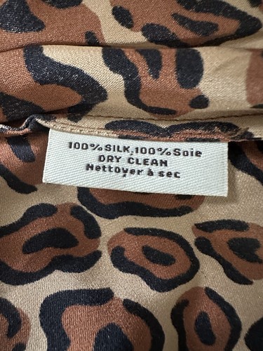 Tucker Sz S 100% Silk Leopard Print Midi Dress Cinched Waist V-Neck 3/4 Sleeves - Picture 11 of 11