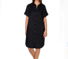 NEW Well Worn Women's XXL Black Linen-Blend Button-Up Shirt Dress