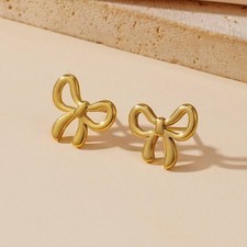 18K Gold-Plated Stainless Steel Bow Earrings 1.27 cm 